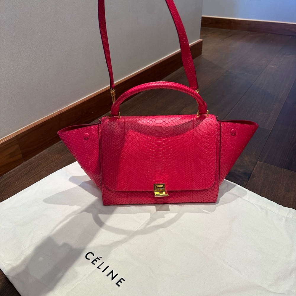 Celine Trapeze Python Bag (Medium) In Fuchsia Pink - image 6